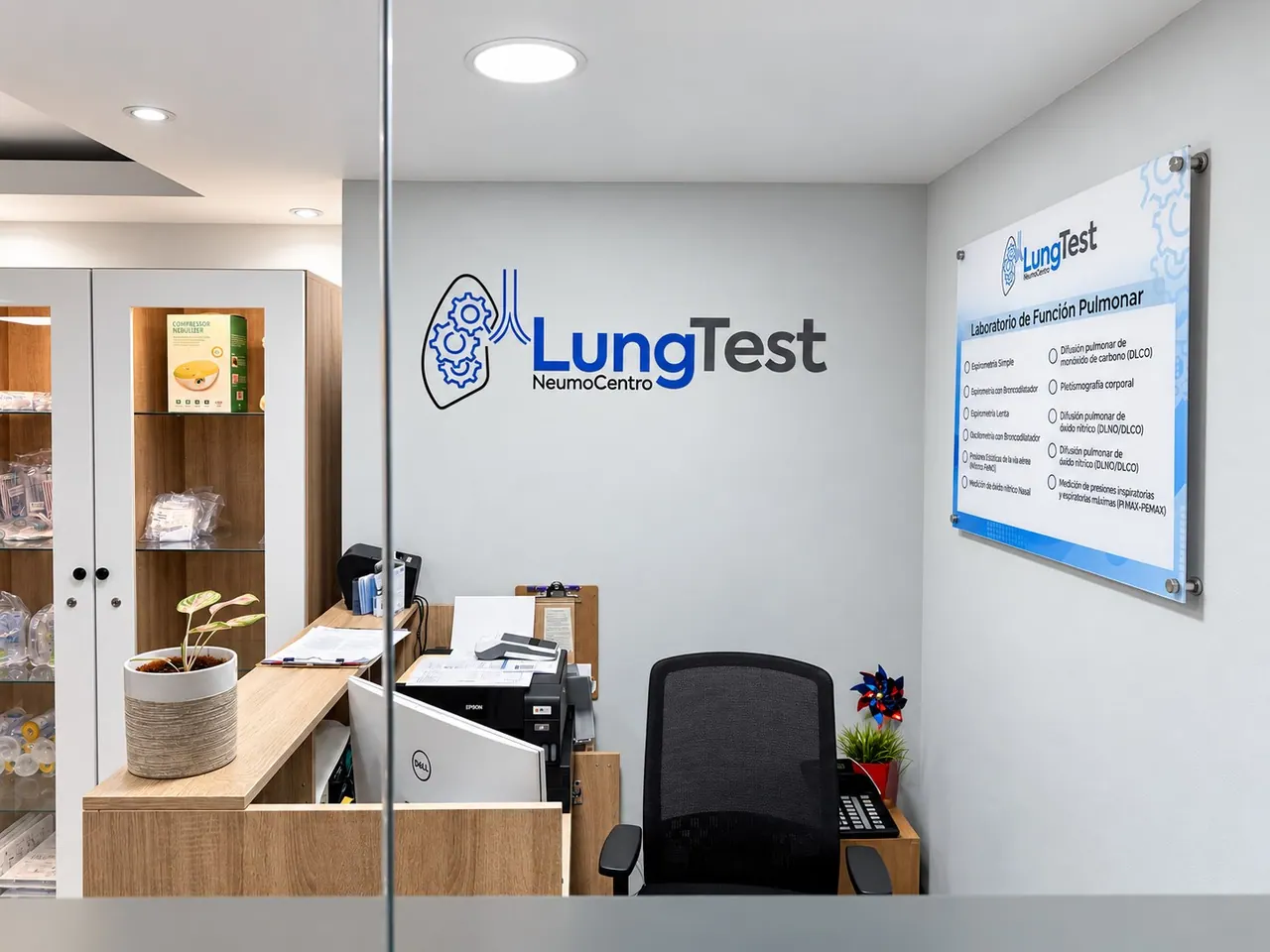 Mostrador de recepción de LungTest Neumocentro